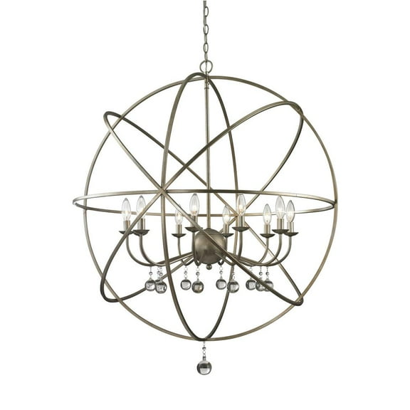 Z-Lite Acadia 10 Light Pendant in Antique Silver and Clear Crystal