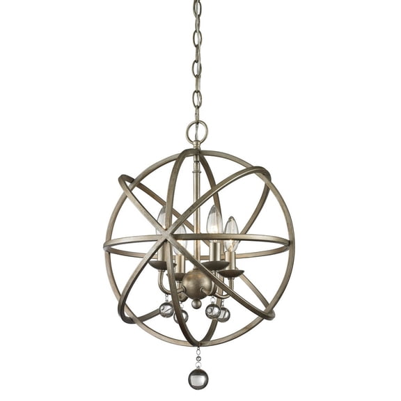 Z-Lite Acadia 4 Light Pendant in Antique Silver and Clear Crystal