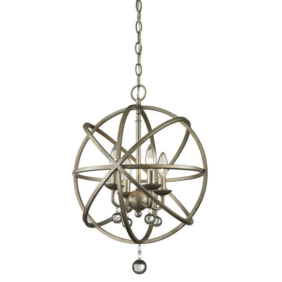 Z-Lite Acadia 4 Light Pendant in Antique Silver and Clear Crystal