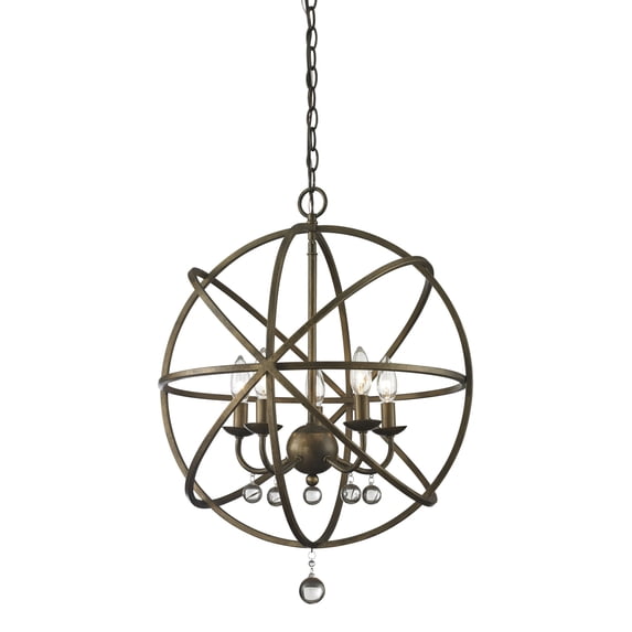 Z-Lite Acadia 5 Light Pendant in Golden Bronze and Clear Crystal