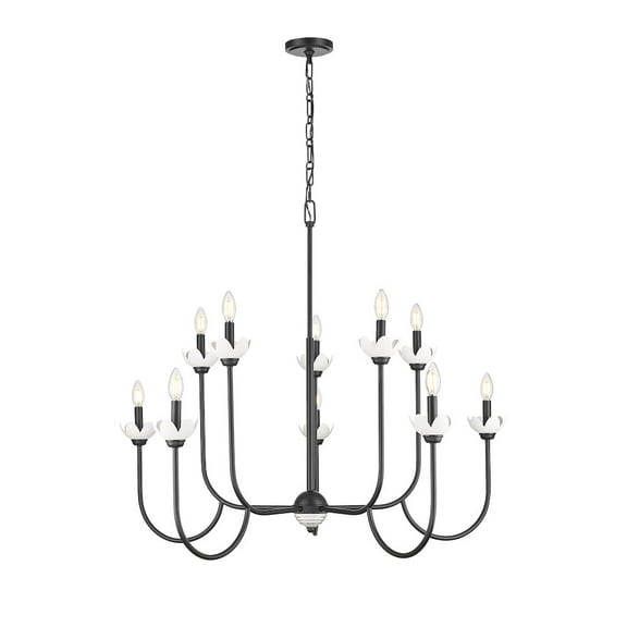 Z-Lite Allistair 10 Light Chandelier in Matte Black color, Steel frame
