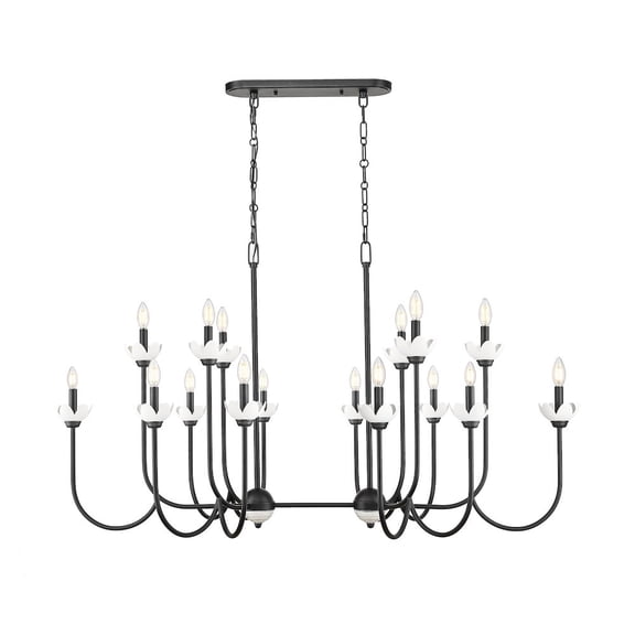 Z-Lite Allistair 16 Light Linear Chandelier in Matte Black color, Steel frame