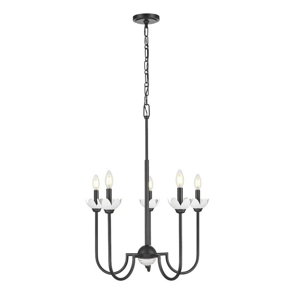 Z-Lite Allistair 5 Light Chandelier in Matte Black color, Steel frame