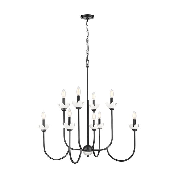 Z-Lite Allistair 8 Light Chandelier in Matte Black color, Steel frame