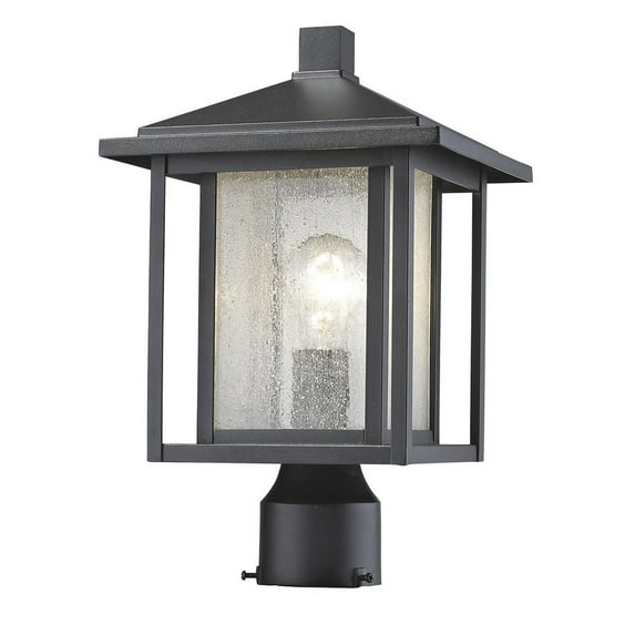 1 Light Outdoor Square Pier Mount Lantern In Urban Style 9 Inches Wide By 16 Inches High-Black Finish Z-Lite 554Phm-Bk
