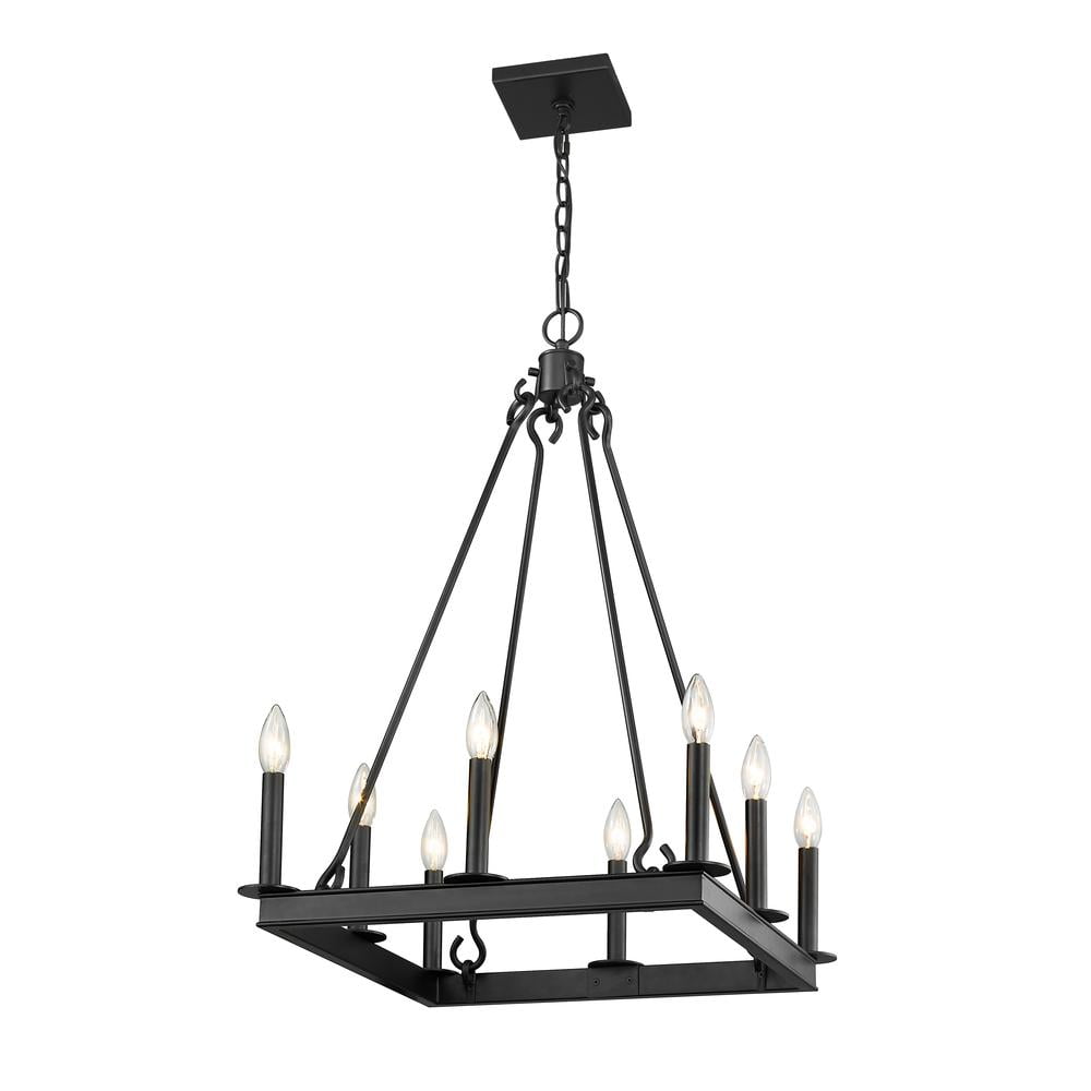 Barclay Minimalist Matte Black Square Candle Chandelier