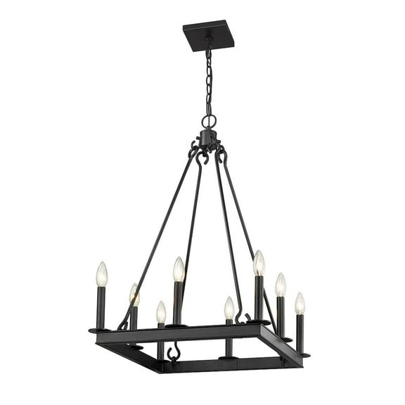 Z-Lite Barclay 8 Light 20" Square Steel Chandelier in Matte Black