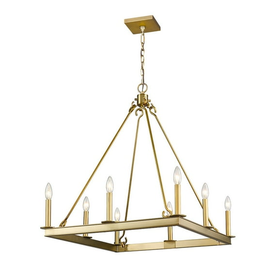 Z-Lite Barclay 8 Light 26" Square Steel Chandelier in Olde Brass