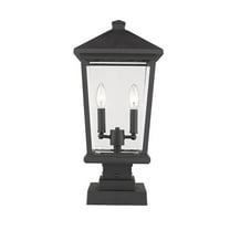 Z-Lite Beacon 2 Light 22" Glass Aluminum Outdoor Mounted Lamp Pier in Black