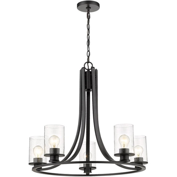492-5MB-Z-Lite-Beckett - 5 Light Chandelier In Transitional Style-24 Inches Tall and 27 Inches Wide-Matte Black Finish -Traditional Installation