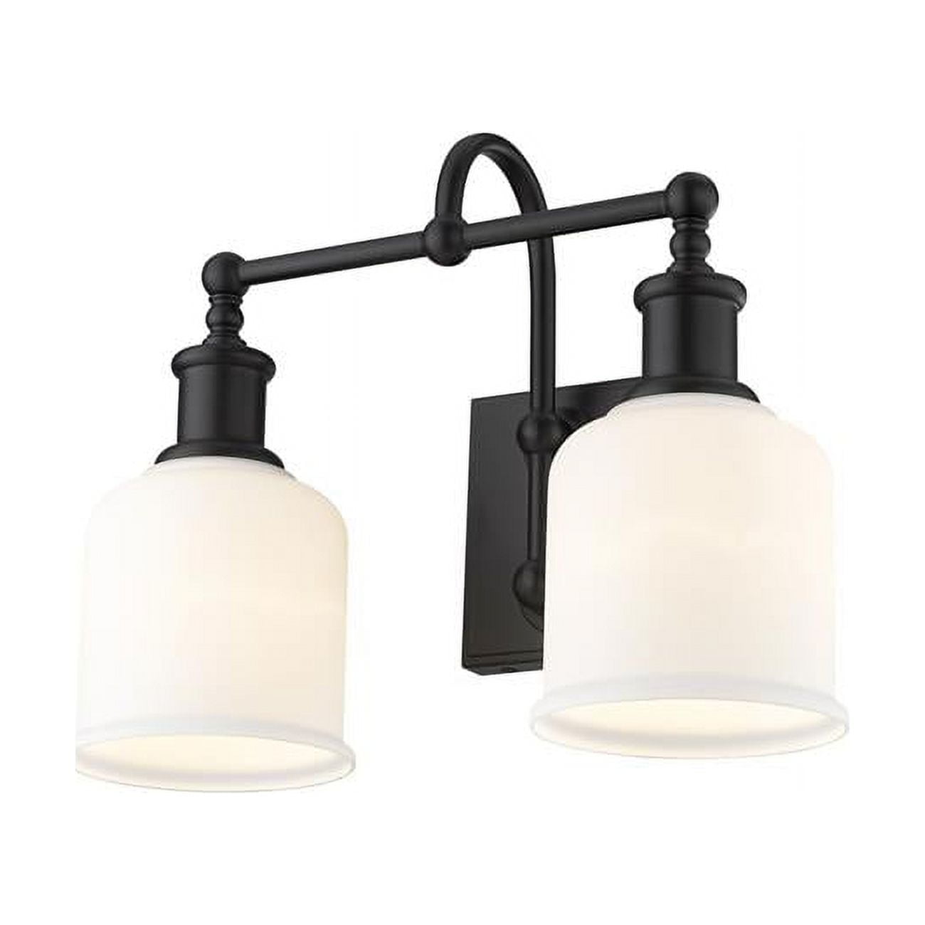 Bryant Matte Black and Opal Glass 2-Light Vanity Sconce