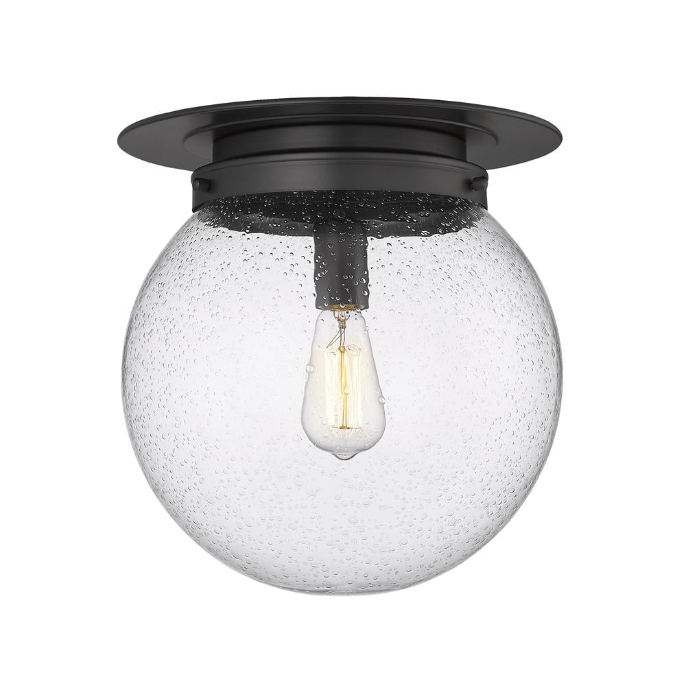 Matte Black Steel Globe Flush Mount Light