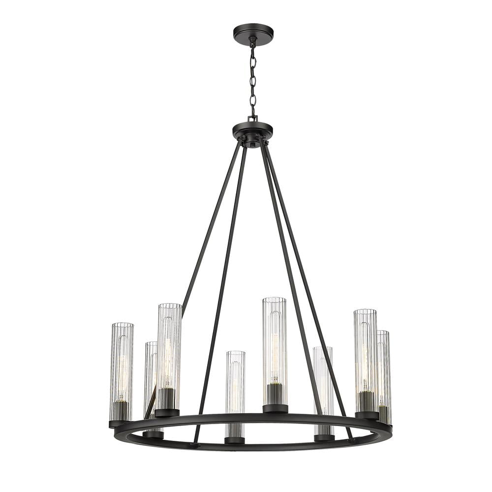 Callista Matte Black 5-Light Transitional Chandelier with Clear Glass Shades