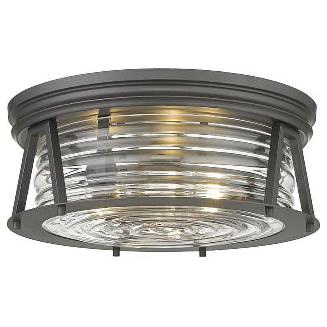 Cape Harbor 16'' Bronze and Glass Transitional Flush Mount Light