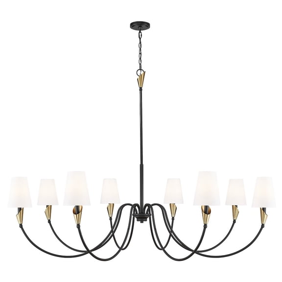 Z-Lite Claudelle 8 Light Chandelier in Matte Black + Modern Gold color, Steel frame