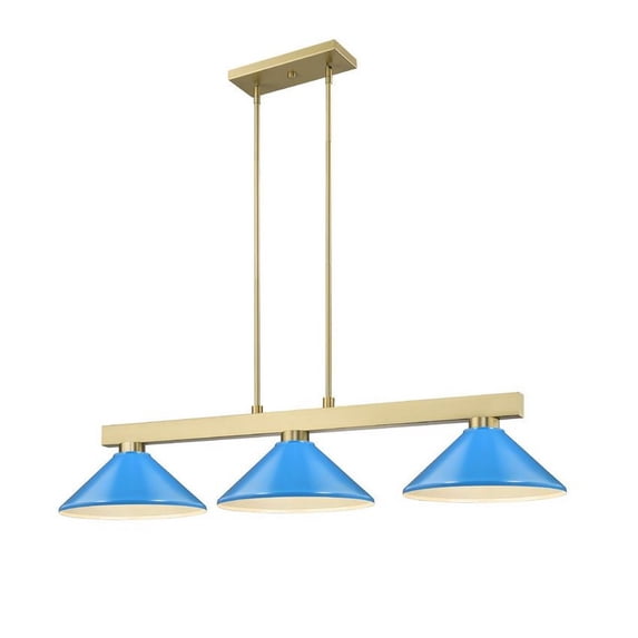 152MGLD-MEB-Z-Lite-Cobalt - 3 Light Billiard-10 Inches Tall and 14.25 Inches Wide-Electric Blue Shade Color