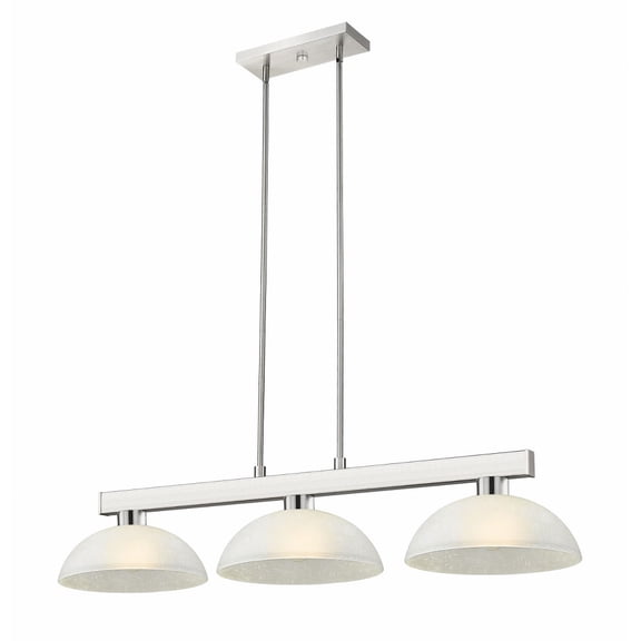 152BN-DWL14-Z-Lite-Cobalt - 3 Light Billiard with Glass-8 Inches Tall and 14 Inches Wide-Brushed Nickel/White Linen Finish-White Linen Glass Color
