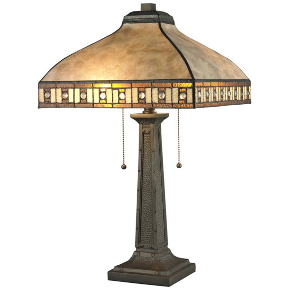 Z-Lite Crimson Java Bronze Craftsman; Tiffany Table Lamp w/ 2 Light 60W - Z14-52TL