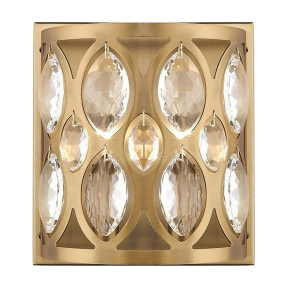 Z-Lite Dealey 2 Light Clear Crystal Steel Wall Sconce in Heirloom Brass