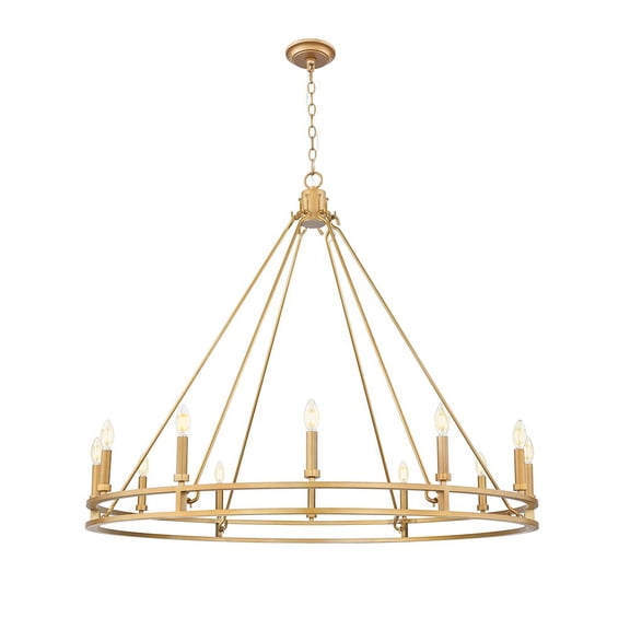 Z-Lite Dennison 12 Light Chandelier in Signature Brass color, Steel frame