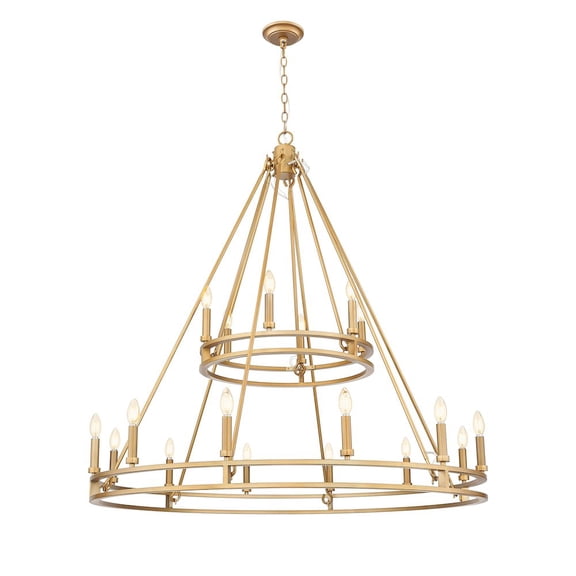 Z-Lite Dennison 18 Light Chandelier in Signature Brass color, Steel frame