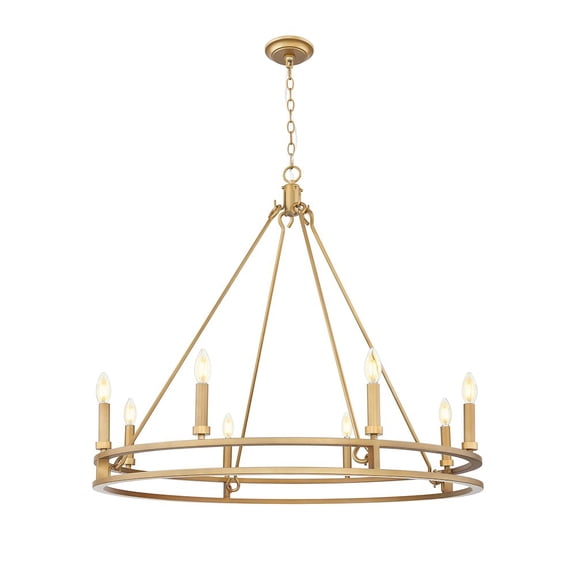 Z-Lite Dennison 8 Light Chandelier in Signature Brass color, Steel frame