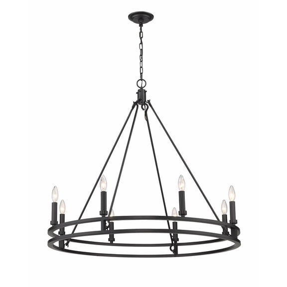 Z-Lite Dennison 8 Light Transitional Iron Chandelier in Matte Black