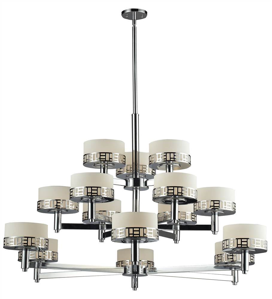 Elea Chrome 15-Light Chandelier with Matte Opal Glass Shades