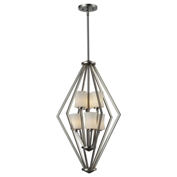 Z-Lite Elite 6 Light Foyer Pendant, Brushed Nickel, Matte Opal - 609-6-BN