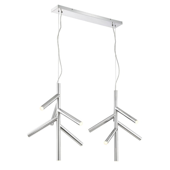 Z-Lite Forest 12 Light Steel LED Branching Island Pendant in Chrome