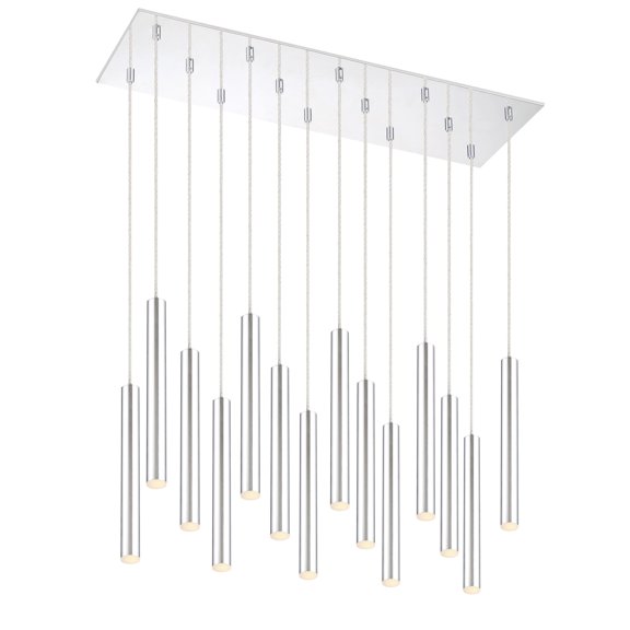 Z-Lite Forest 14 Light Modern Steel LED Island Pendant in Chrome