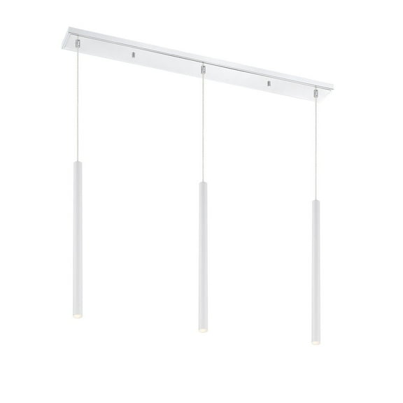 Z-Lite Forest 3 Light Steel LED Island Pendant in Matte White and Chrome