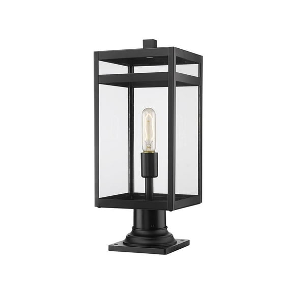 Z-Lite Glenwood 22" Clear Aluminum Glass Outdoor Chain Mounted Pendant in Black