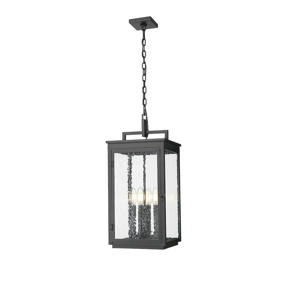 Z-Lite Hartwell 4 Light Outdoor Chain Mount Ceiling Fixture in Sand Black color