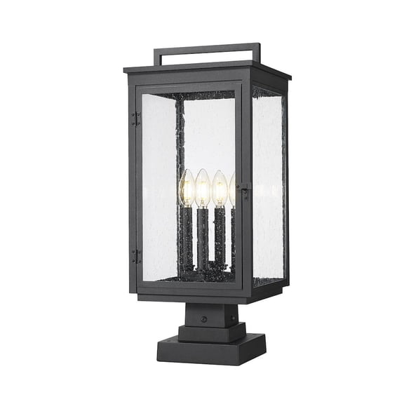 Z-Lite Hartwell 4 Light Outdoor Pier Mounted Fixture in Sand Black color,Aluminum frame