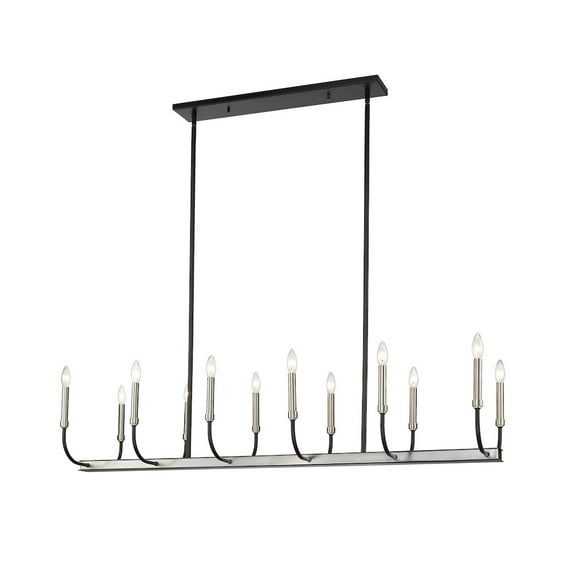 Z-Lite Haylie 12 Light Steel Island Pendant in Matte Black and Brushed Nickel