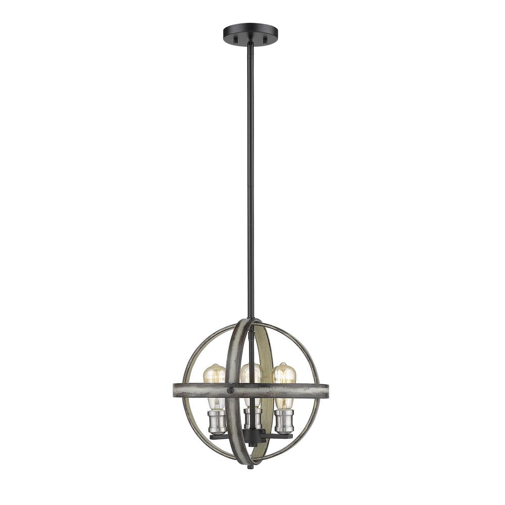 Matte Black Glass 3-Light Semi-Flush Mount Ceiling Fixture
