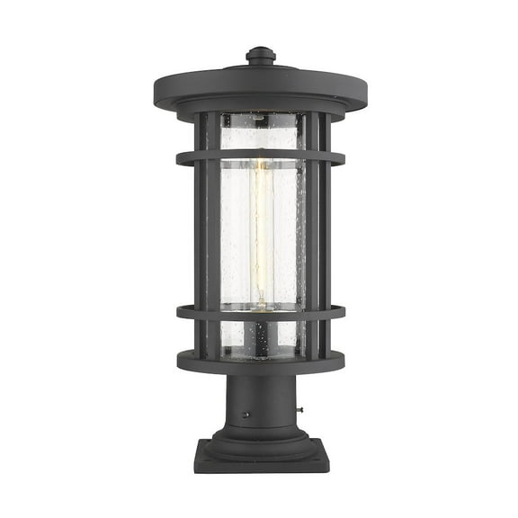 Z-Lite Jordan 20" Seedy Glass Aluminum Outdoor Mounted Lamp Pier in Black