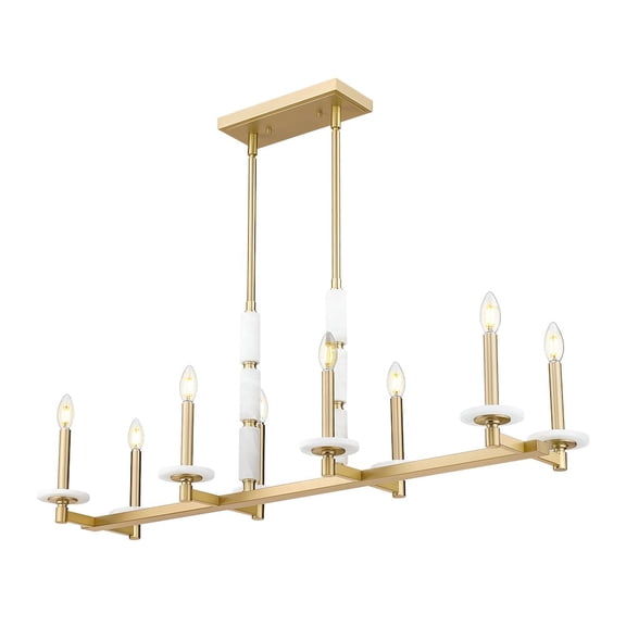 Z-Lite Kaden 8 Light Linear Chandelier in Modern Gold color, Steel frame
