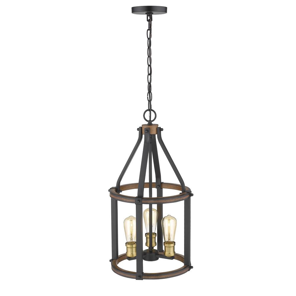 Rustic Mahogany 3-Light Steel Cage Pendant Lamp