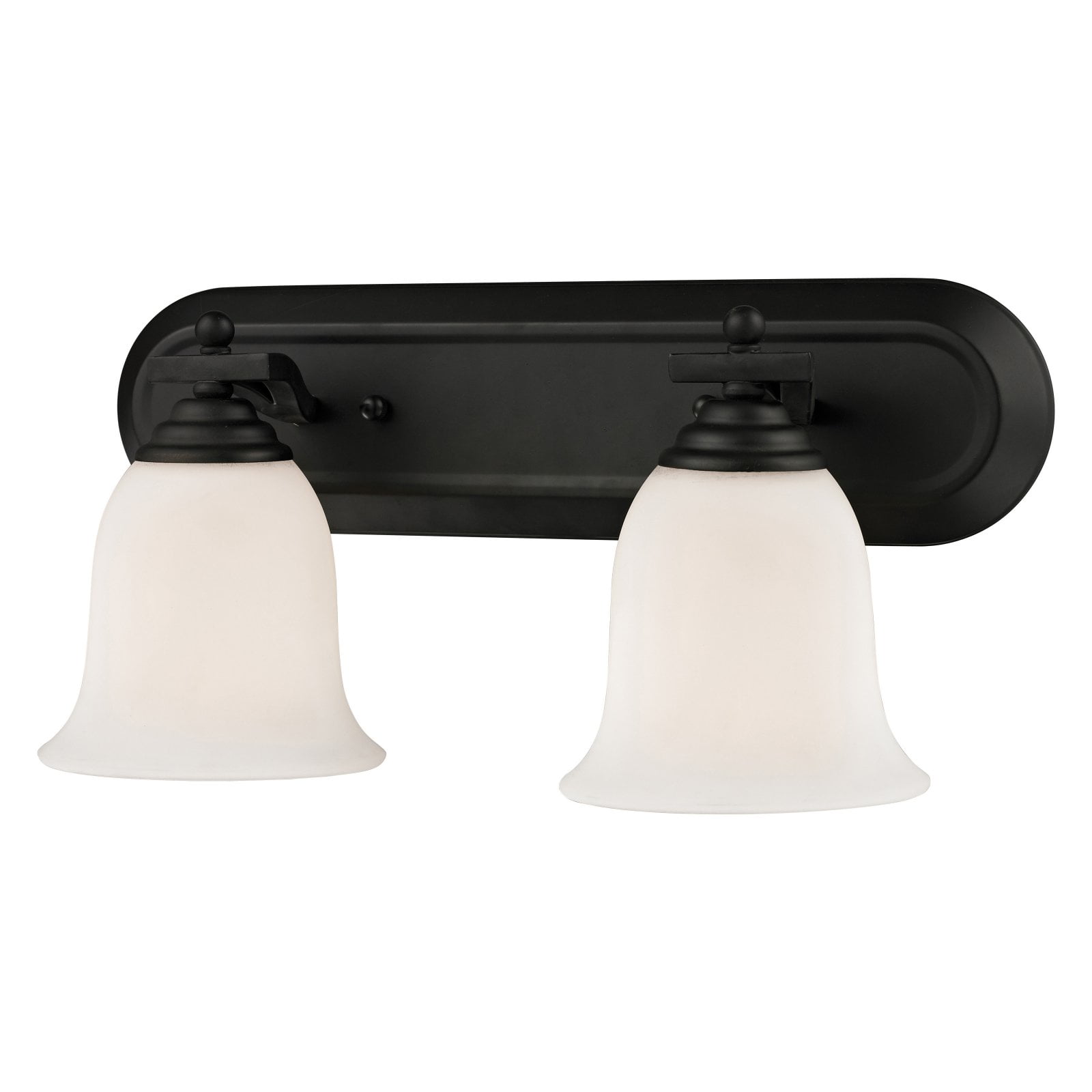 Matte Black and Opal Frosted 2-Light Vanity Fixture