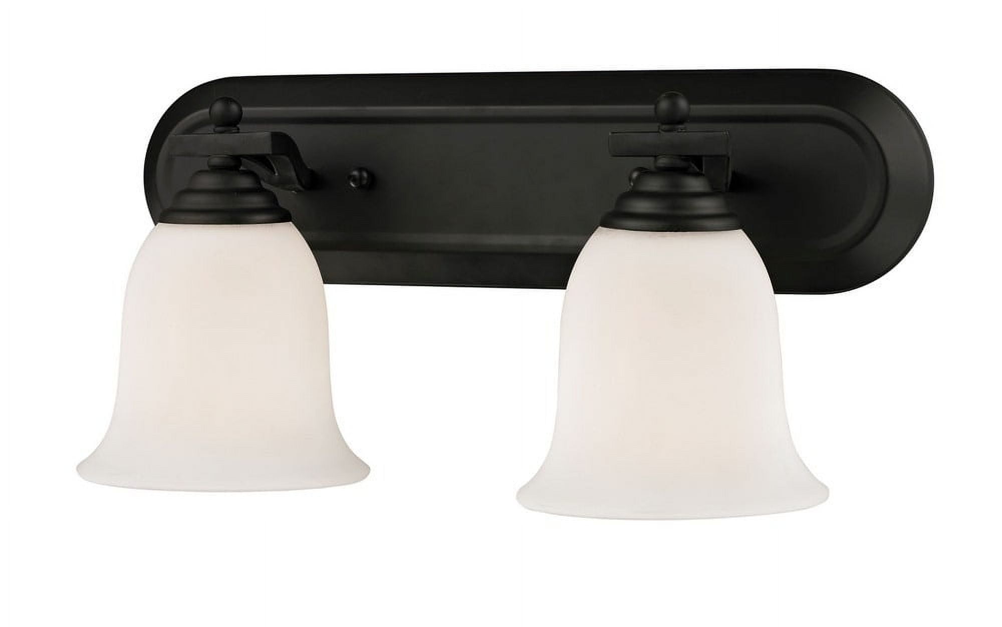Matte Black and Opal Frosted 2-Light Vanity Fixture