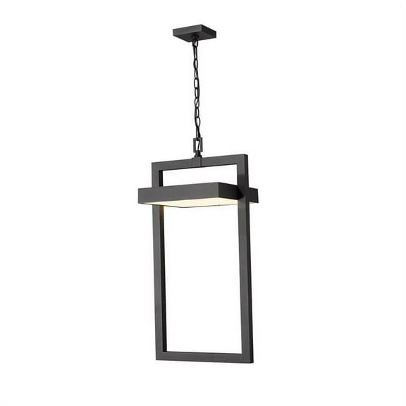 Z-Lite Luttrel 30" Sand Blasted Glass Aluminum Outdoor LED Pendant in Black