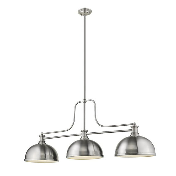 Z-Lite Melange 3 Light Glass Steel Island Pendant in Brushed Nickel