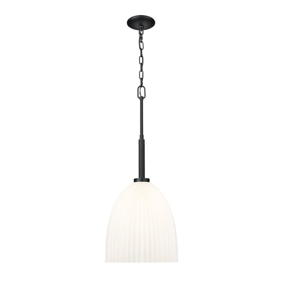Z-Lite Naya 1 Light Pendant in Matte Black color, Steel frame