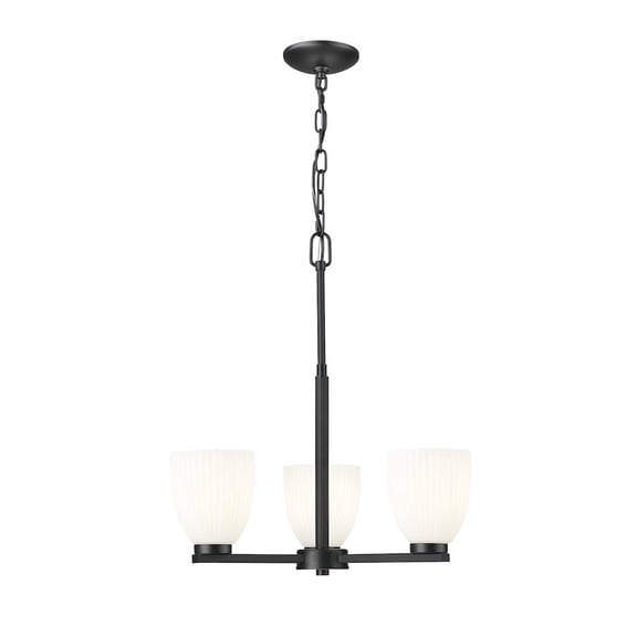 Z-Lite Naya 3 Light Chandelier in Matte Black color, Steel frame