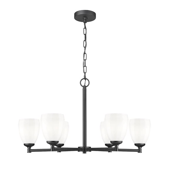 Z-Lite Oren 6 Light Chandelier in Matte Black color, Steel frame
