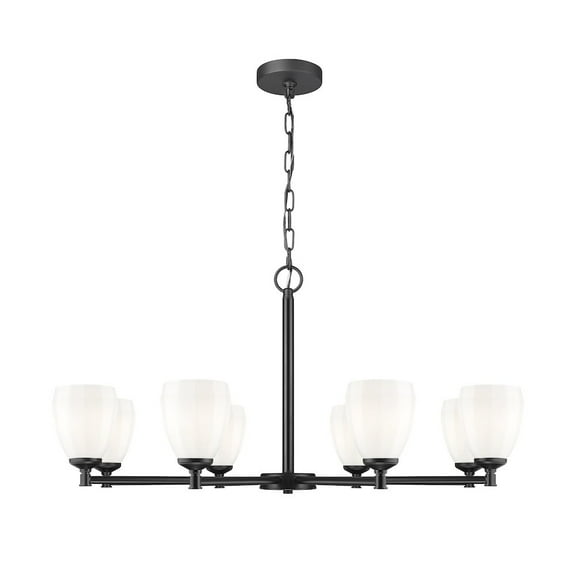 Z-Lite Oren 8 Light Chandelier in Matte Black color, Steel frame