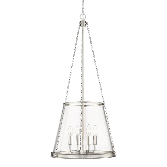 341P18-BN-Z-Lite-Prescott - 4 Light Pendant In Industrial Style-39.25 Inches Tall and 18 Inches Wide-Brushed Nickel Finish -Traditional