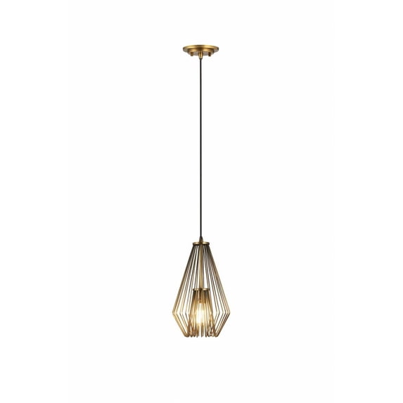 442MP-RB-Z-Lite-Quintus - 1 Light Mini Pendant-15.75 Inches Tall and 9.25 Inches Wide-Rubbed Brass Finish -Traditional Installation